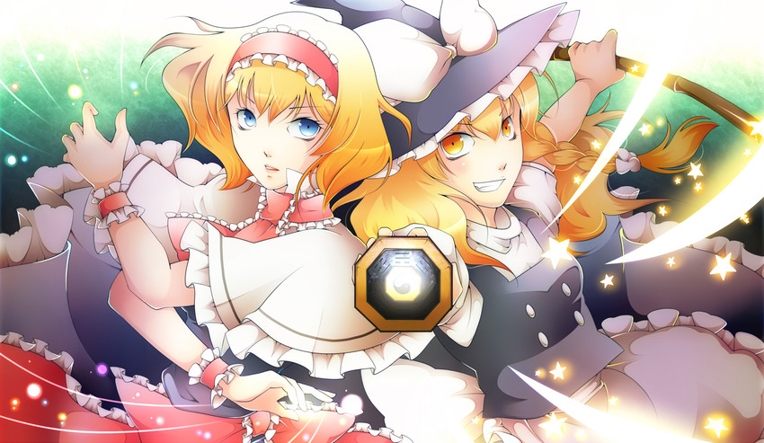 kirisame marisa and alice margatroid (touhou) drawn by pomeko_(13521433)