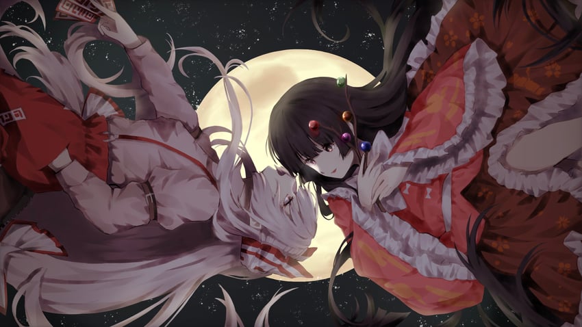 fujiwara no mokou and houraisan kaguya (touhou) drawn by somei_ooo