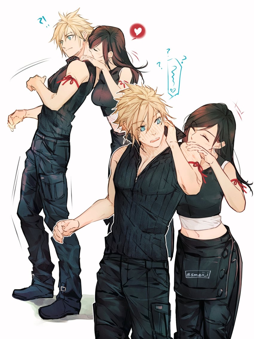 tifa lockhart and cloud strife (final fantasy and 2 more) drawn by maiii_(smaii_i)