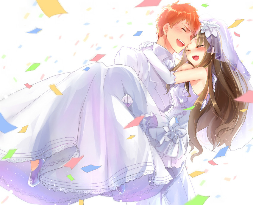 tohsaka rin and emiya shirou (fate and 1 more) drawn by suurin_(ksyaro)