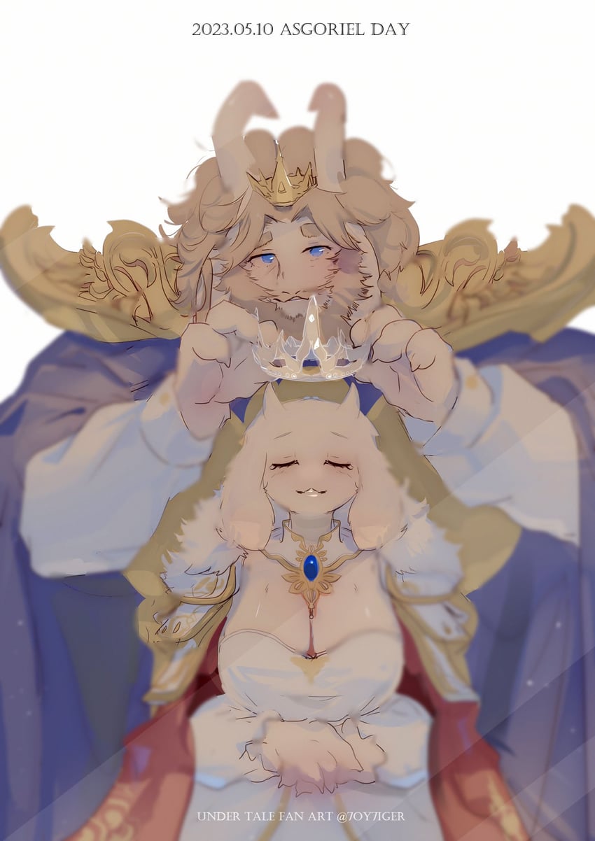 toriel and asgore dreemurr (undertale) drawn by 7oy7iger