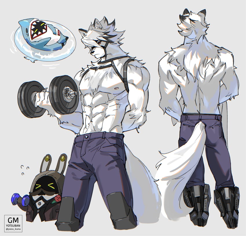 von lycaon, sharkboo, and butler (zenless zone zero) drawn by yotsuban