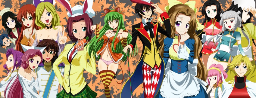 c.c., lelouch vi britannia, kouzuki kallen, kururugi suzaku, nunnally vi britannia, and 11 more (code geass) drawn by ccllsaikou