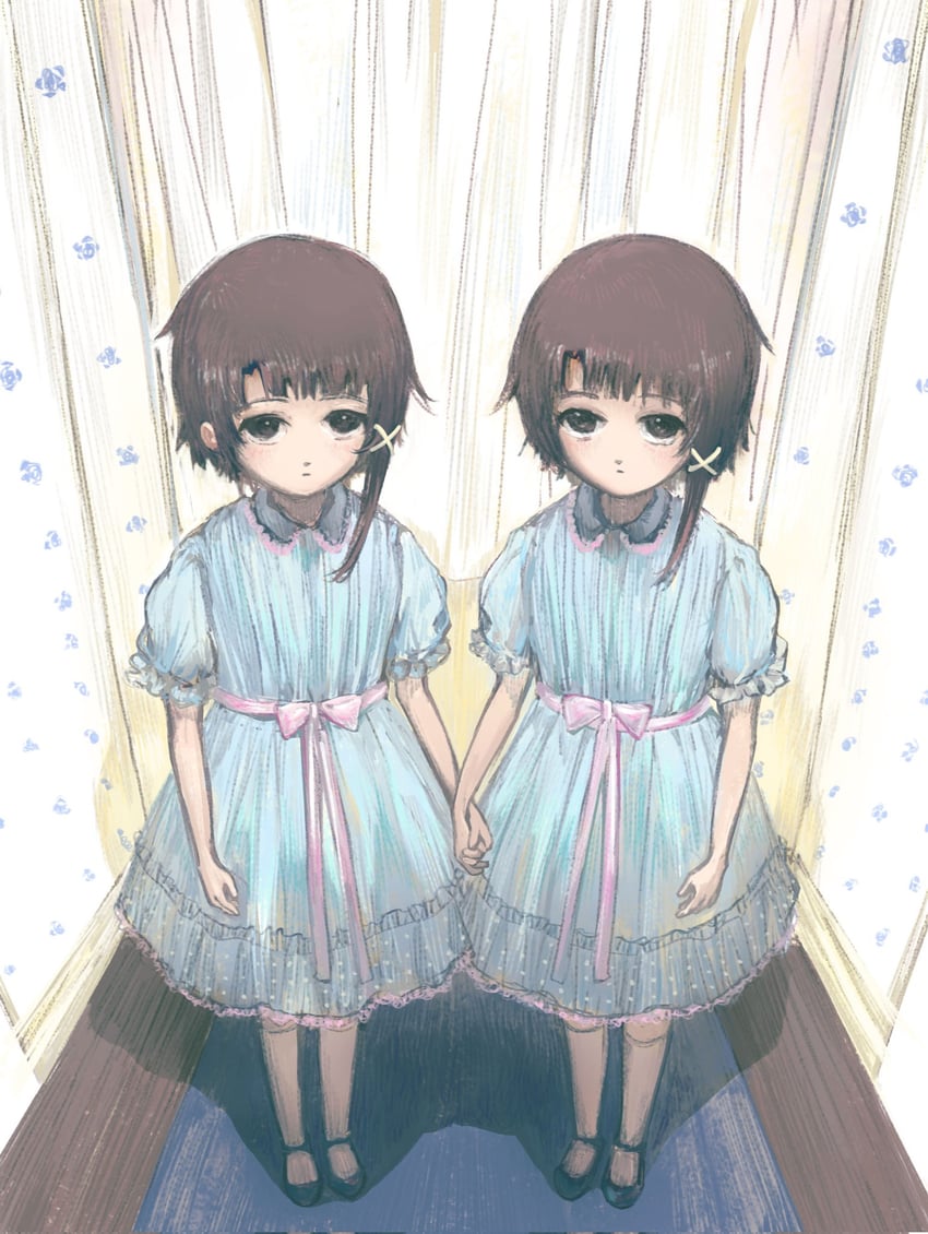 iwakura lain and grady sisters (serial experiments lain and 1 more) drawn by weizi5523