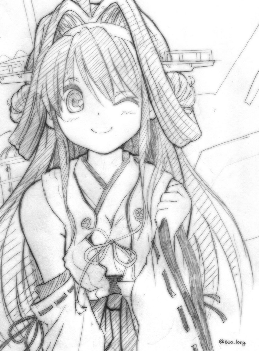 kongou and kongou kai ni (kantai collection) drawn by chicken99