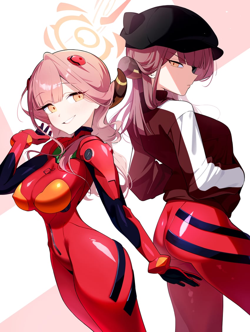 souryuu asuka langley and aru (blue archive and 3 more) drawn by nasan_(coldtime)