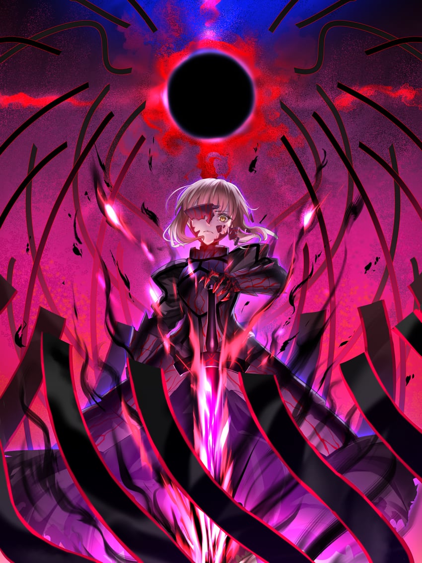 artoria pendragon, saber alter, and grail beast (fate and 2 more) drawn by gyoza_(pi512126)