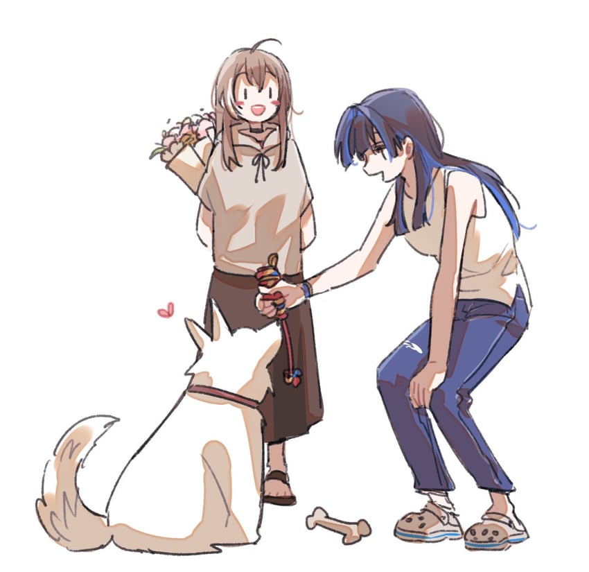 ouro kronii, nanashi mumei, and animal (hololive and 1 more) drawn by anco_(platanity)