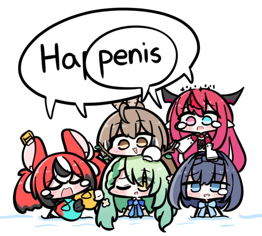 ouro kronii, nanashi mumei, hakos baelz, ceres fauna, and irys (hololive and 1 more) drawn by tensutensu