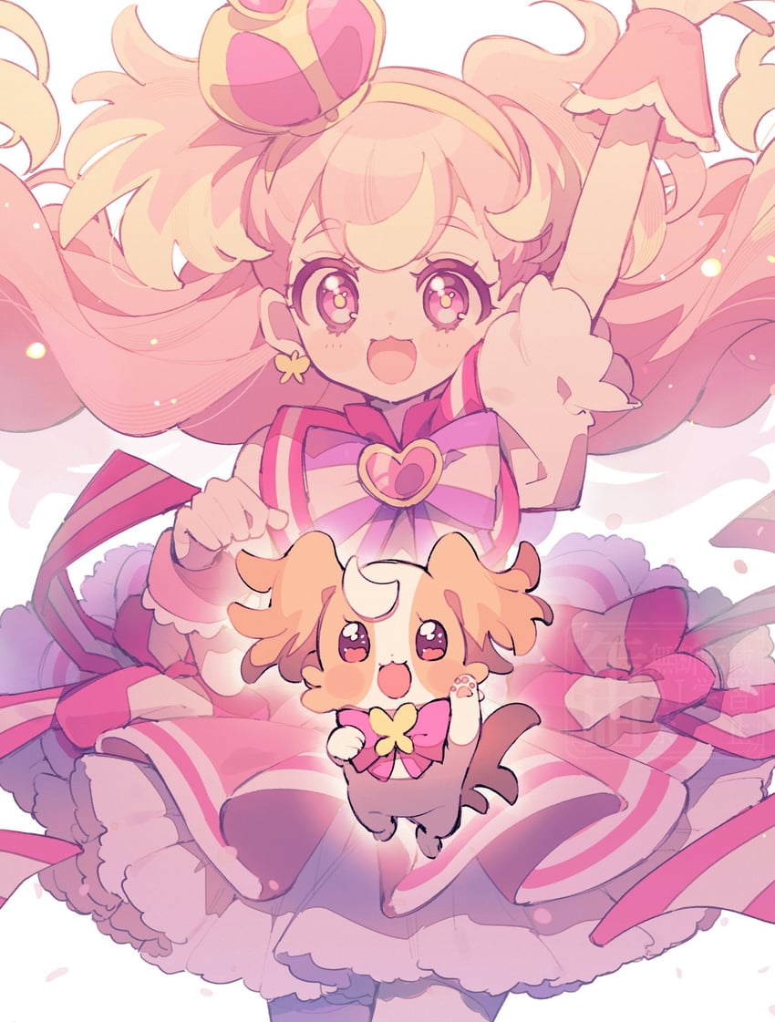 inukai komugi and cure wonderful (precure and 1 more) drawn by kannagi6