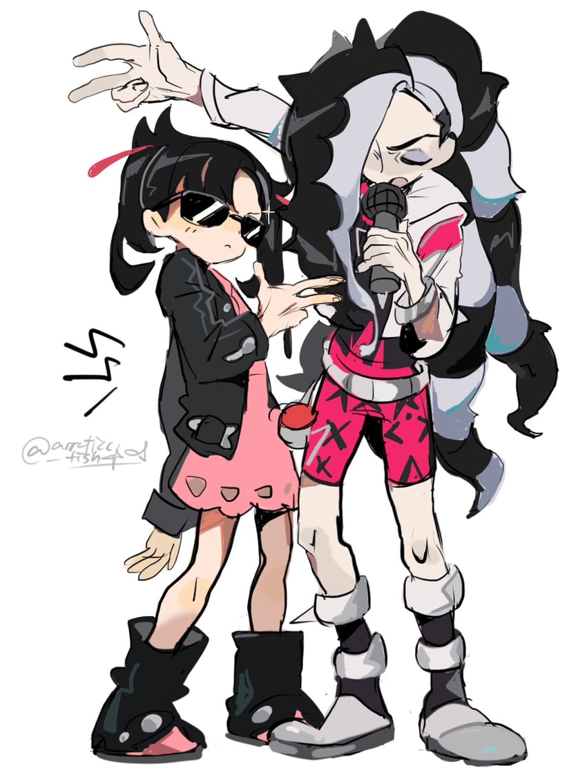 marnie and piers (pokemon and 1 more) drawn by arrcticc_fish