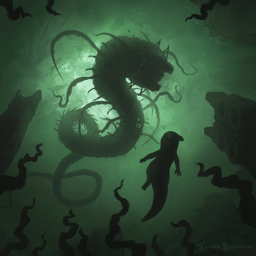 leviathan (rain world) drawn by jamesbbarrow