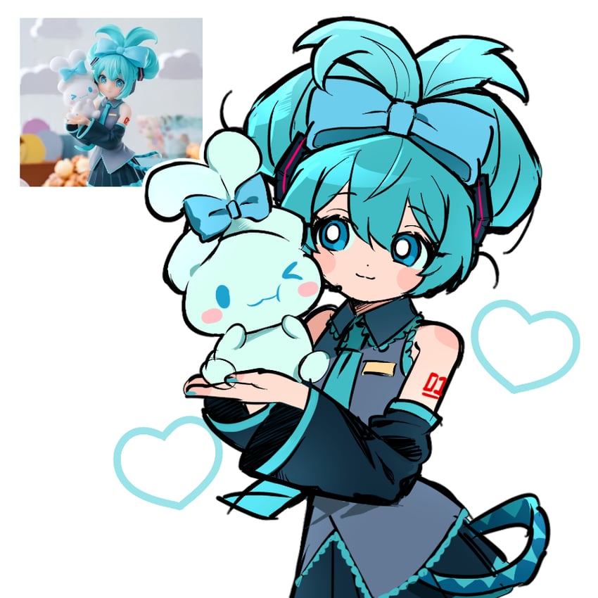 hatsune miku, cinnamoroll, and cinnamiku (vocaloid and 2 more) drawn by jjjjtaaaku