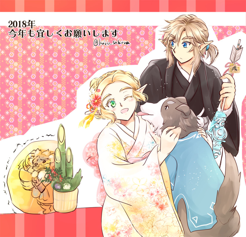 link, princess zelda, and daruk (the legend of zelda and 1 more) drawn by kaidou_mitsuki