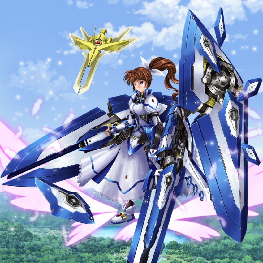 takamachi nanoha, raising heart, strike cannon, and fortress (lyrical nanoha and 1 more) drawn by gadowiiru