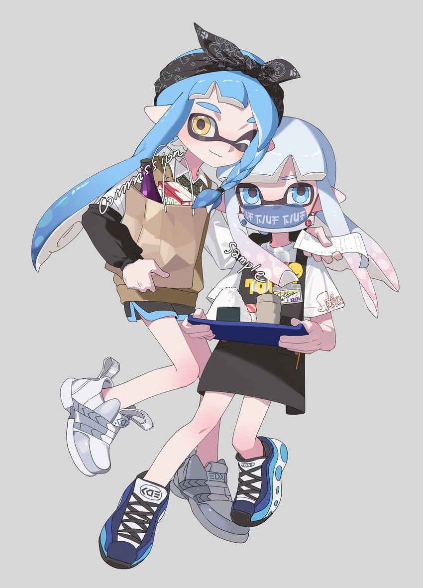 inkling player character and inkling girl (splatoon) drawn by namazuoku