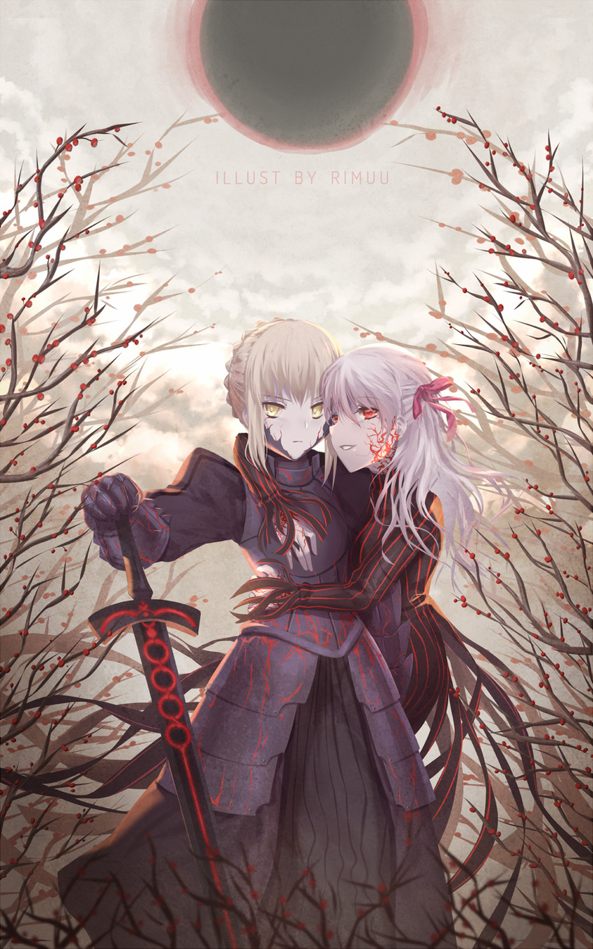 artoria pendragon, saber alter, matou sakura, and dark sakura (fate and 2 more) drawn by rimuu