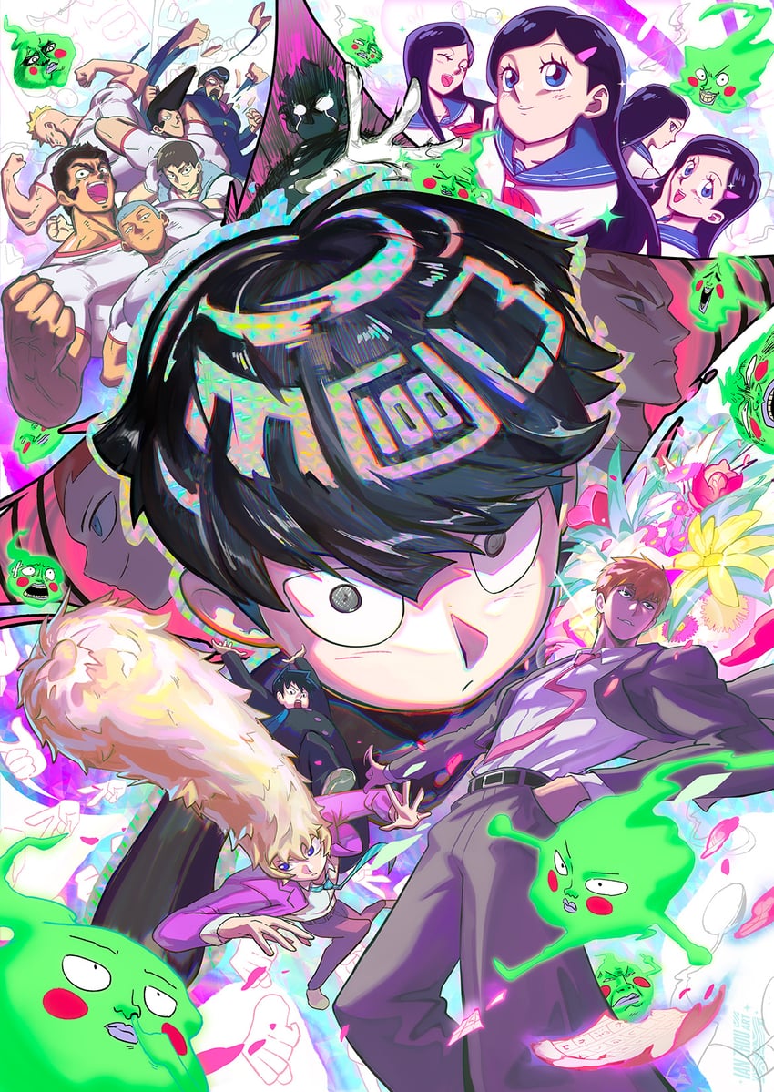 kageyama shigeo, reigen arataka, kageyama ritsu, hanazawa teruki, suzuki shou, and 8 more drawn by ianzhouart