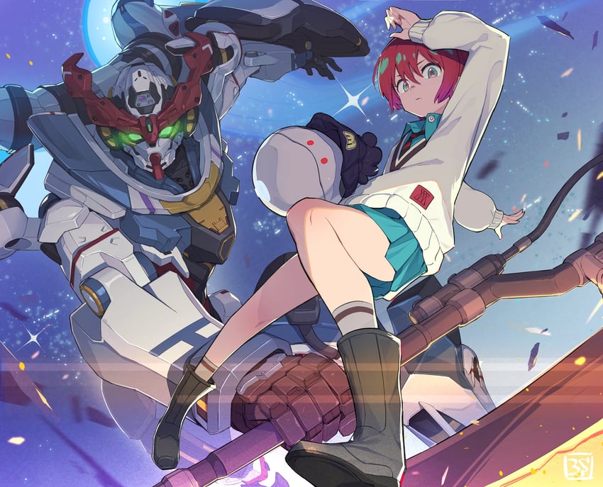 amate yuzuriha, haro, and gquuuuuux (gundam and 1 more) drawn by 3s_(tarariko)