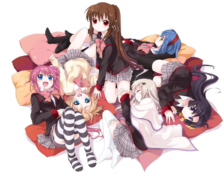noumi kudryavka, natsume rin, kamikita komari, saigusa haruka, kurugaya yuiko, and 1 more (little busters!) drawn by namori