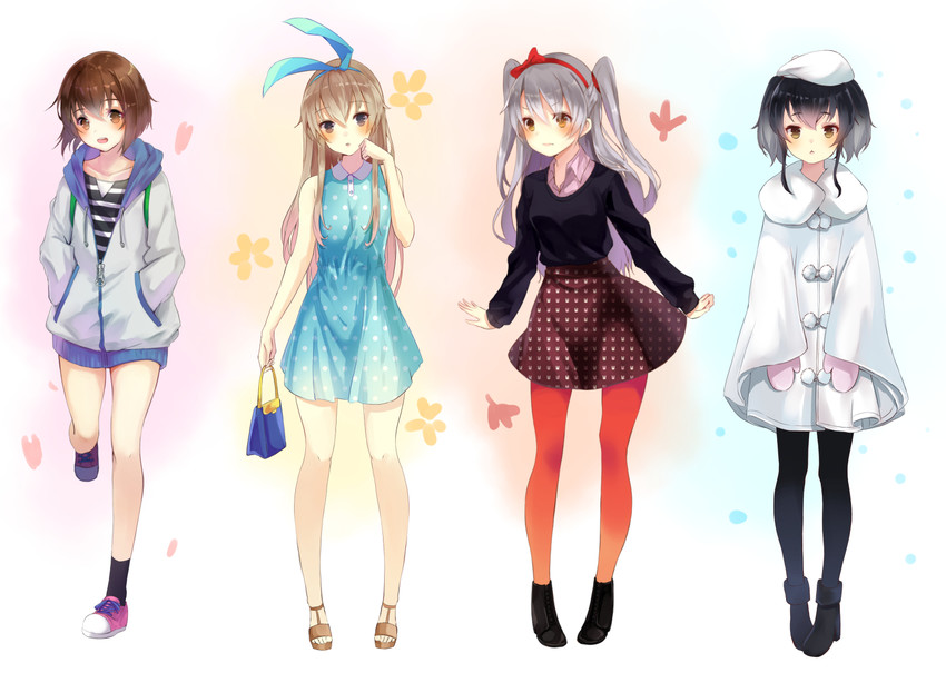 shimakaze, amatsukaze, yukikaze, and tokitsukaze (kantai collection) drawn by amahara_pekozaemon