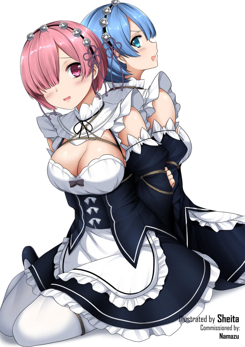 rem and ram (re:zero kara hajimeru isekai seikatsu) drawn by sheita