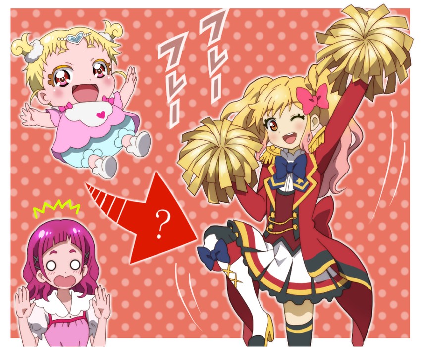 nono hana, nijino yume, and hug-tan (precure and 3 more) drawn by onomekaman