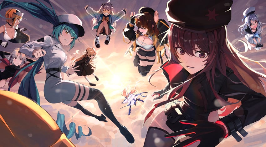 anis, rapi, neon, privaty, drake, and 4 more (goddess of victory: nikke) drawn by ninney5