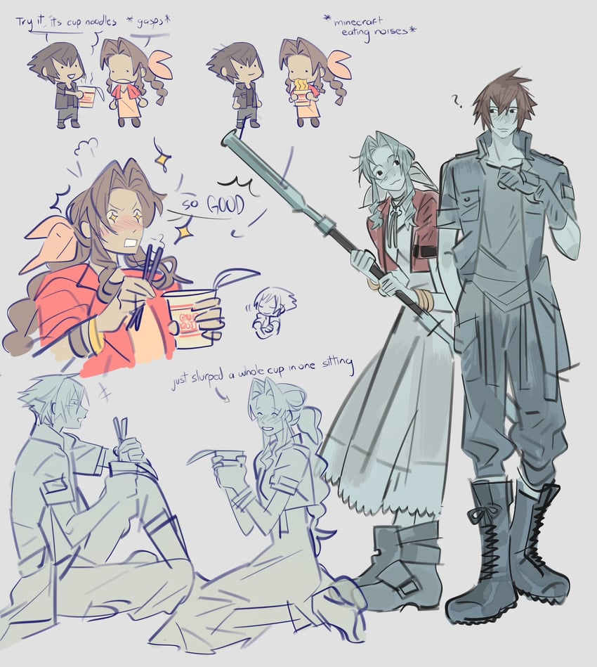 aerith gainsborough and noctis lucis caelum (final fantasy and 3 more) drawn by mmmckayyy