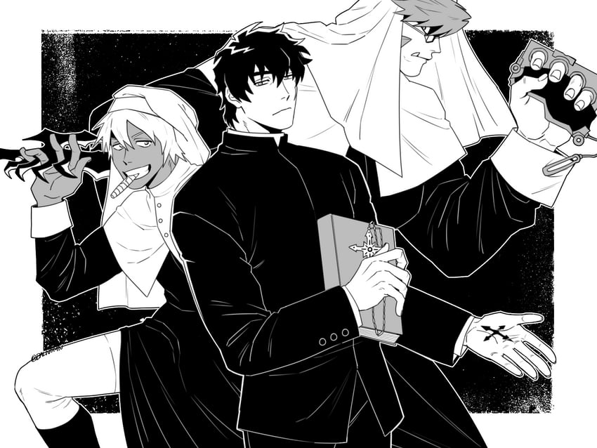 klaus von reinhertz, zap renfro, and steven a. starphase (kekkai sensen) drawn by balnom