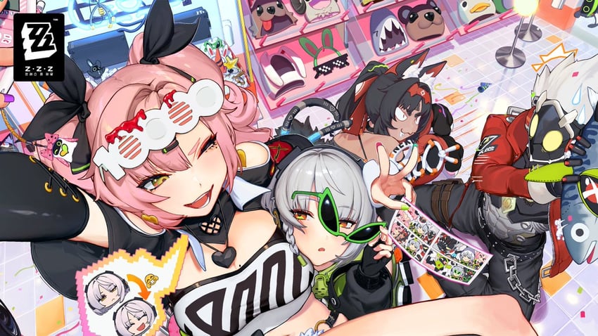 nicole demara, anby demara, nekomiya mana, and billy kid (zenless zone zero) drawn by waterswing