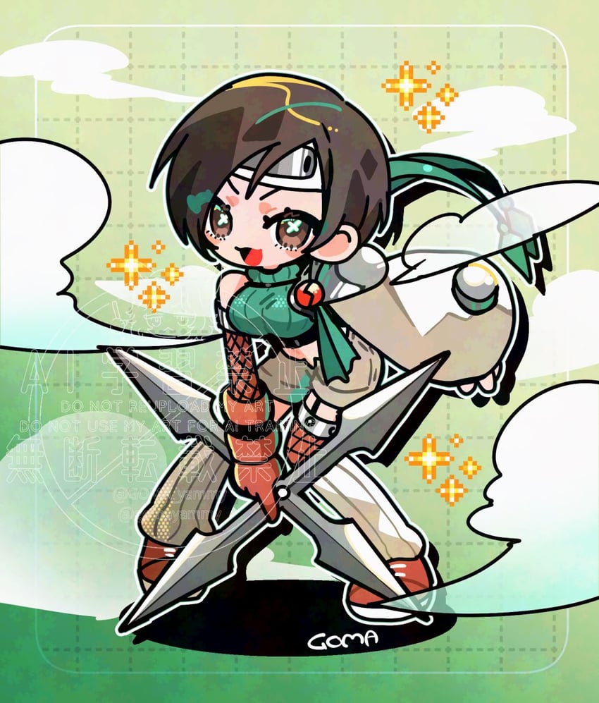 yuffie kisaragi (final fantasy and 1 more) drawn by goma_yammy