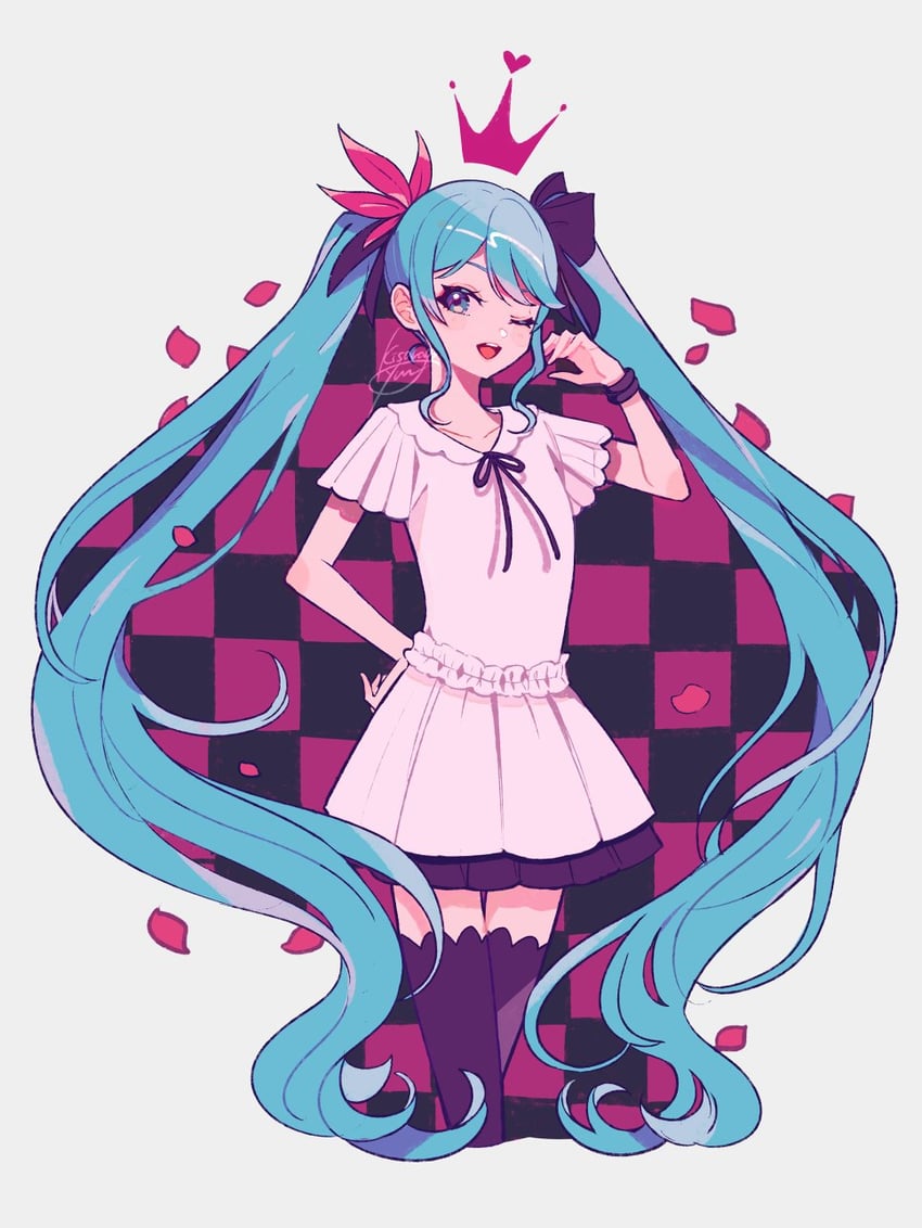 hatsune miku (vocaloid and 2 more) drawn by kisaragi_yuu_(fallen_sky)