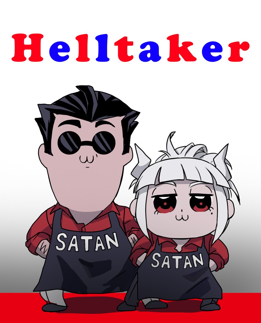 lucifer and helltaker (helltaker and 1 more) drawn by cell_(fu_cell)