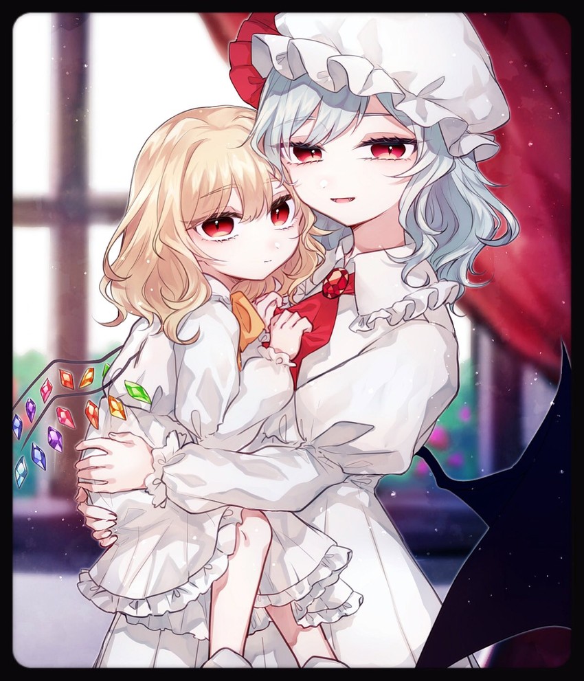 remilia scarlet and flandre scarlet (touhou) drawn by katai_(nekoneko0720)