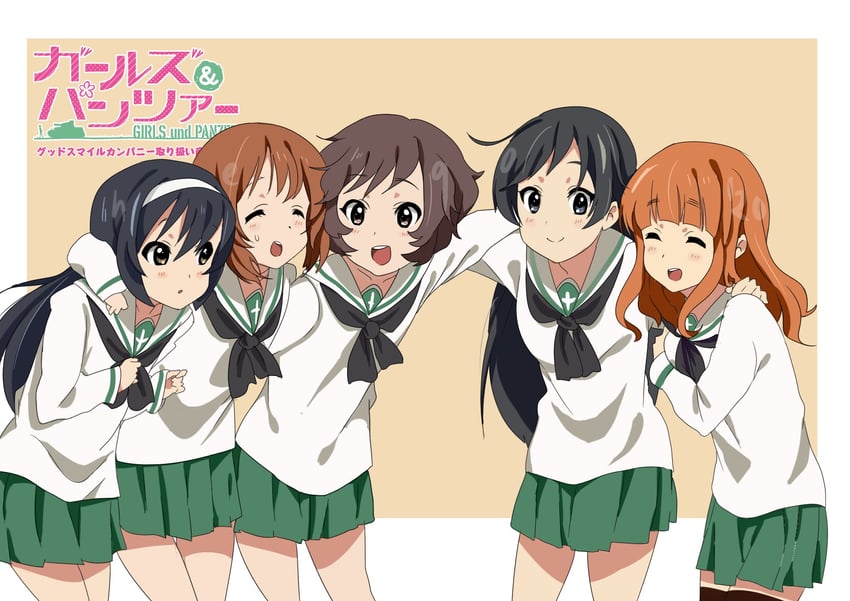 nishizumi miho, akiyama yukari, takebe saori, reizei mako, and isuzu hana (girls und panzer and 2 more) drawn by neqo_(neneneqo)