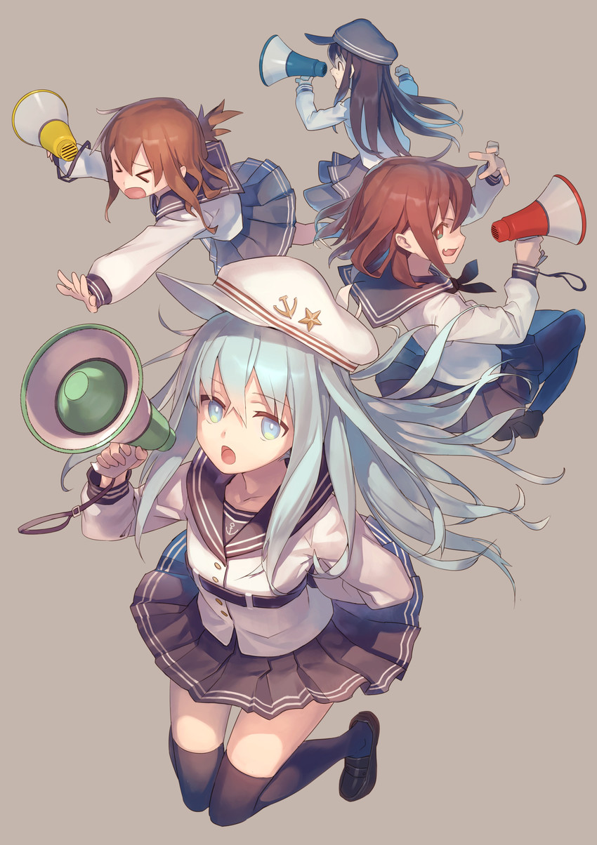 hibiki, inazuma, ikazuchi, akatsuki, and verniy (kantai collection) drawn by katahira_(hiyama)