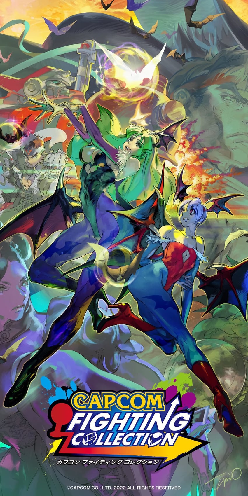 chun-li, morrigan aensland, lilith, ryu, leo, and 2 more (street fighter and 4 more) drawn by tamio