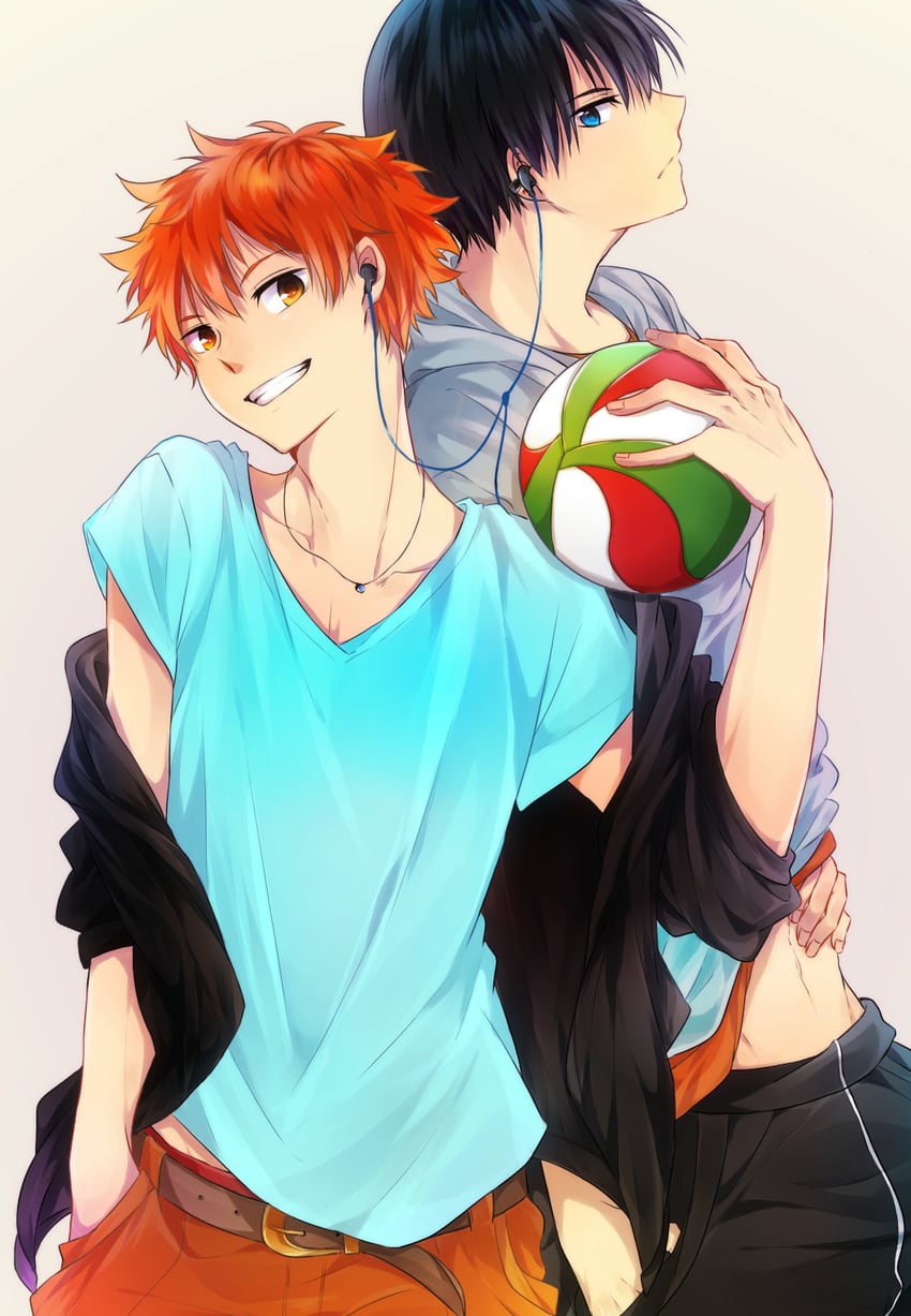 hinata shouyou and kageyama tobio (haikyuu!!) drawn by tanuki_happa