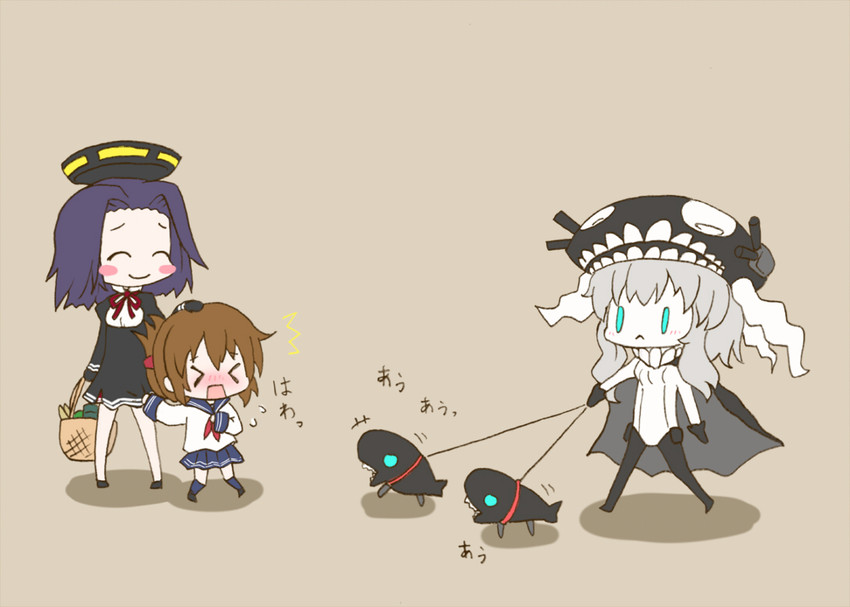 inazuma, tatsuta, wo-class aircraft carrier, and i-class destroyer (kantai collection) drawn by arinu