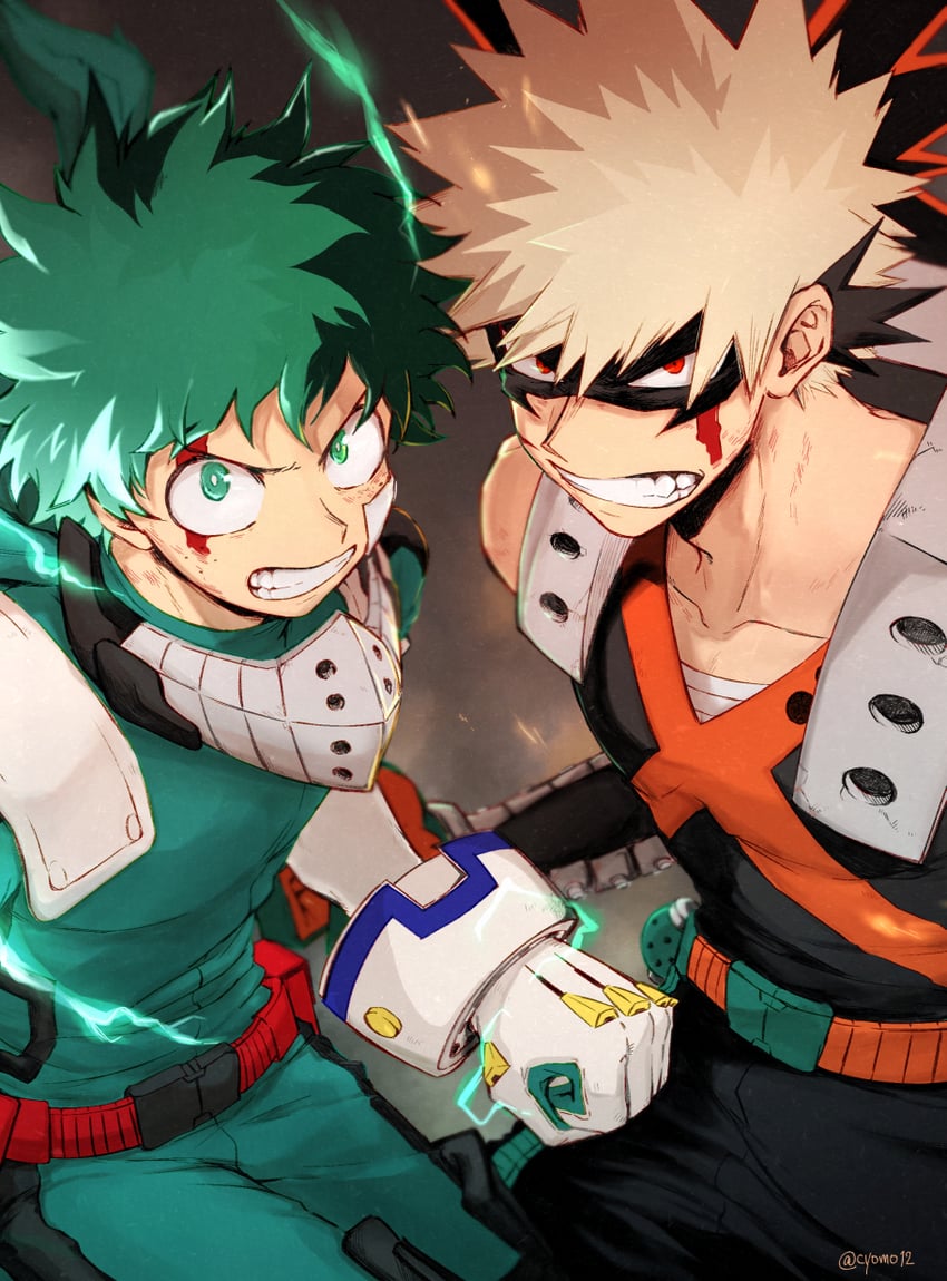 midoriya izuku and bakugou katsuki (boku no hero academia) drawn by cho_mo_futoshi
