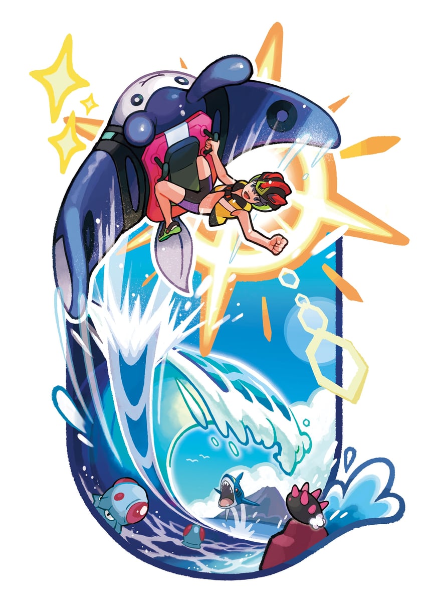 elio, pyukumuku, sharpedo, mantine, and tentacool (pokemon and 1 more)