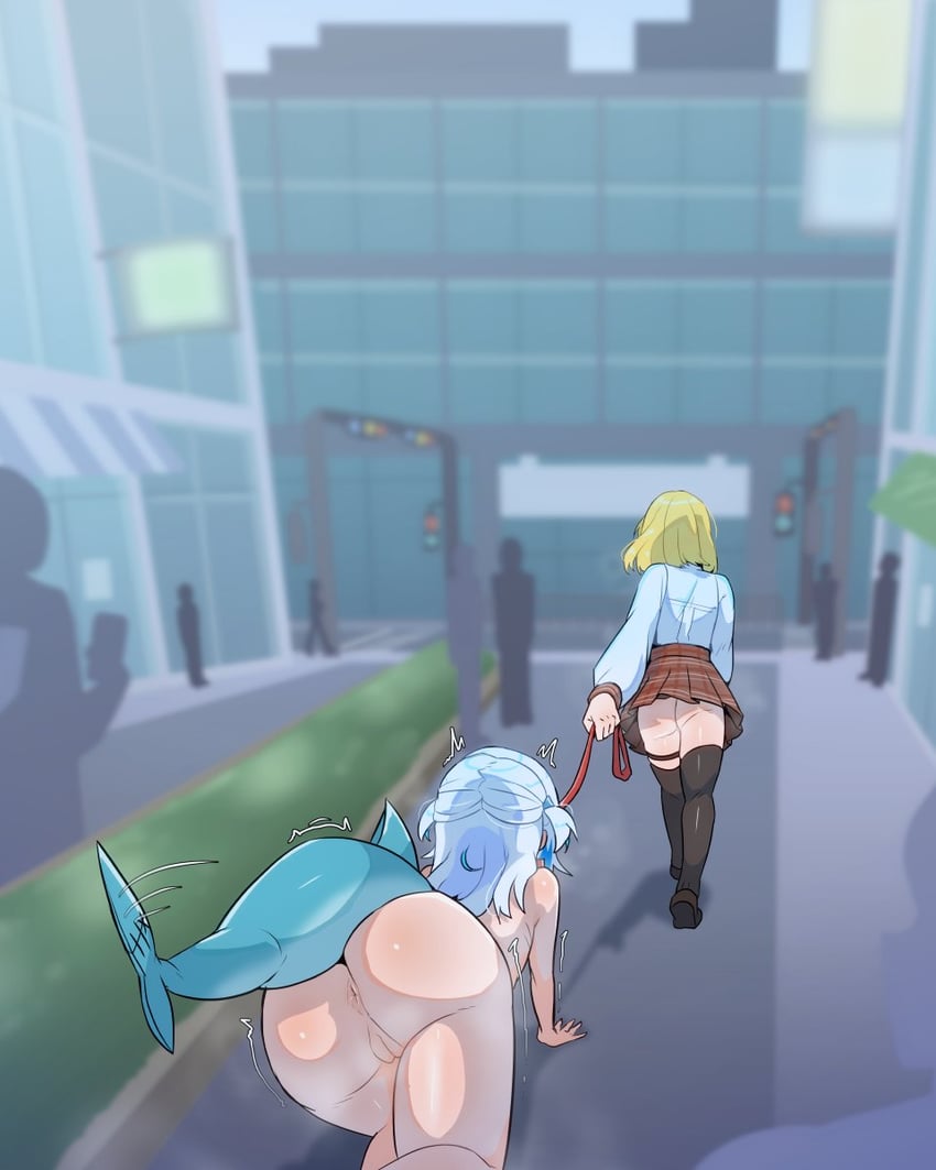 gawr gura and watson amelia (hololive and 1 more) drawn by moral_cacoethes