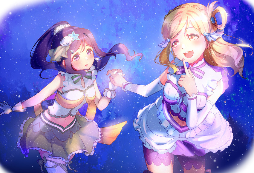matsuura kanan and ohara mari (love live! and 1 more) drawn by yumesaki_nana