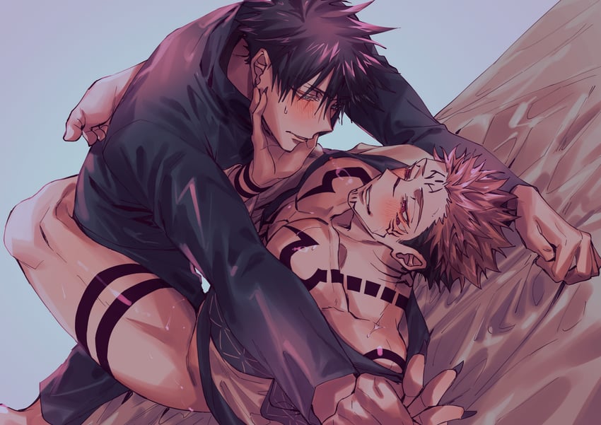 fushiguro megumi and ryoumen sukuna (jujutsu kaisen) drawn by azukiharuta_ju