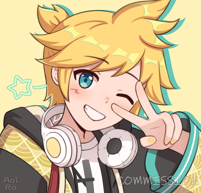 kagamine len and vivid bad squad len (vocaloid and 1 more) drawn by aoiro_arts