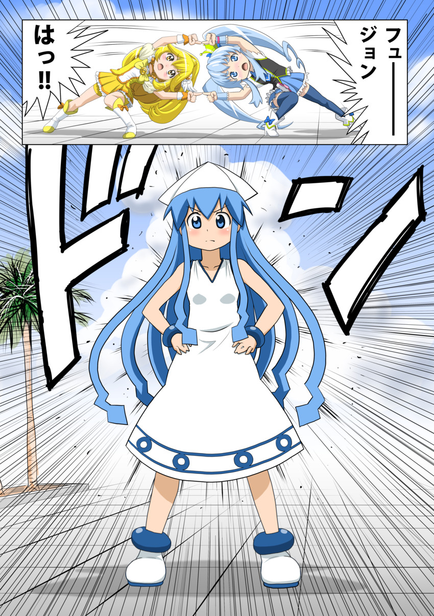 kise yayoi, ikamusume, cure peace, shirayuki hime, cure princess, and 1 more (precure and 4 more) drawn by knives_(knives777)