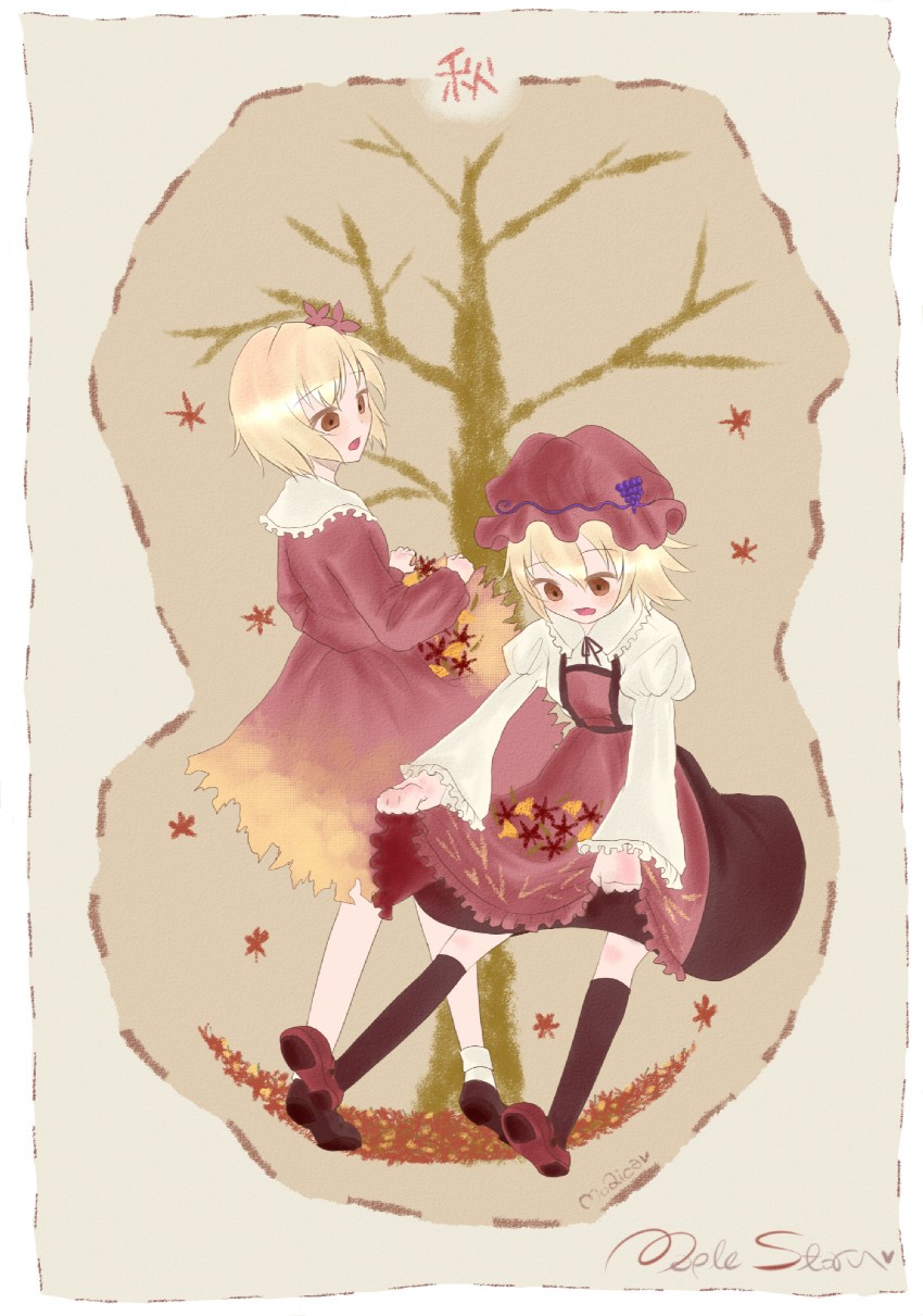 aki minoriko and aki shizuha (touhou) drawn by monicanc