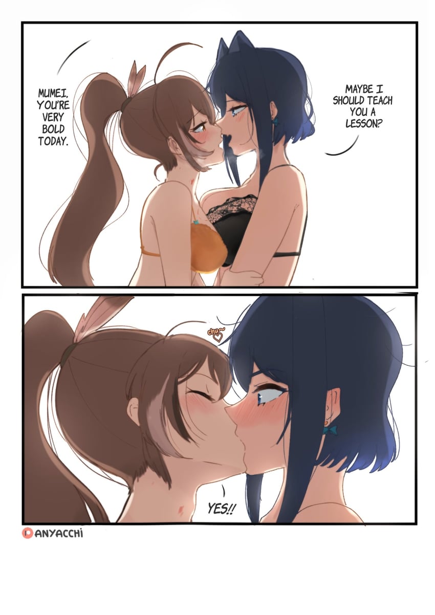 ouro kronii and nanashi mumei (hololive and 1 more) drawn by anyacchi