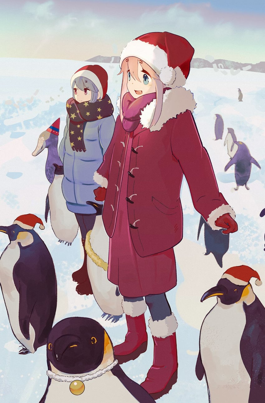 shima rin and kagamihara nadeshiko (yurucamp) drawn by lensu_(lotus36936936)